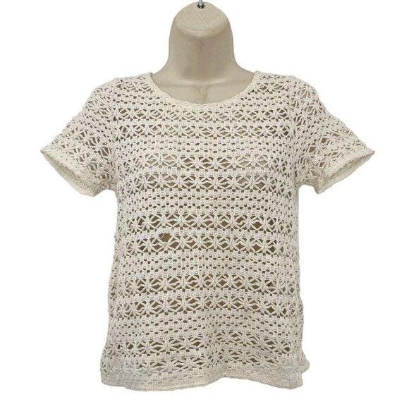 JOIE Woman's Sz XS Neala Cream (Flax) Crocheted Knit Top NWT Flaw - Picture 1 of 10